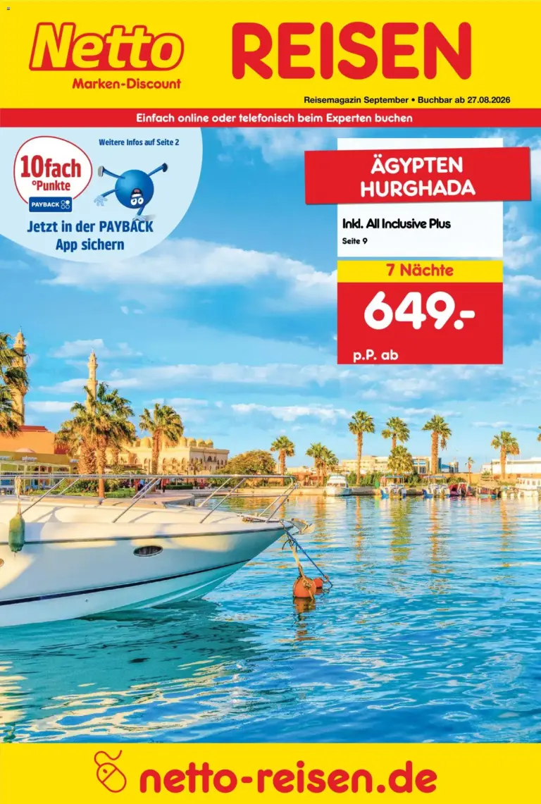 Netto Reisen Prospekt ab 27.08.2026